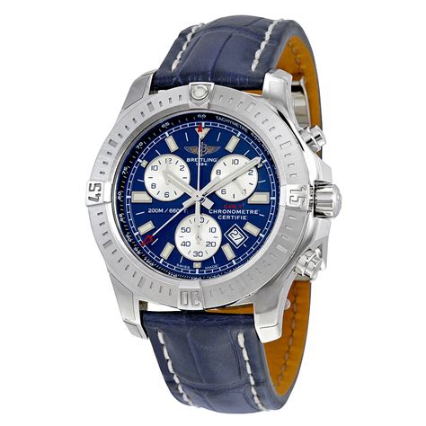 breitling colt blue dial blue leather men's watch|Breitling Colt Chronograph Blue Dial Men's Watch A7338811 .